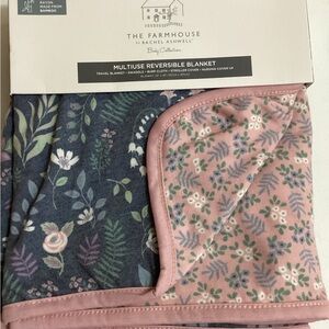 The Farmhouse by Rachel Ashwell Reversible Floral Blanket - Pink and Blue